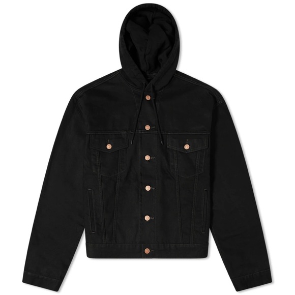 NWOT Balenciaga Hooded Denim Jacket in Black - Picture 2 of 12